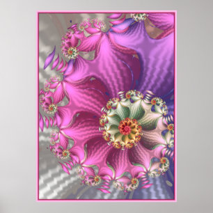 Poster Fractal Sedoso Rosa e Roxo