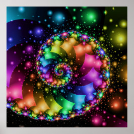 Pôster Fractal Spiral Rainbow Nebula