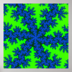 Pôster Fractal Verde e Azul Coloridos