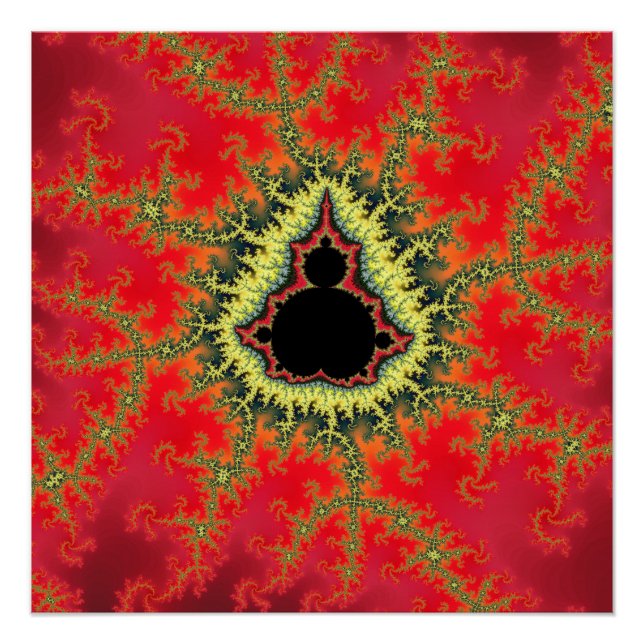 Pôster Fractal Vermelho de Mandelbrot (Frente)