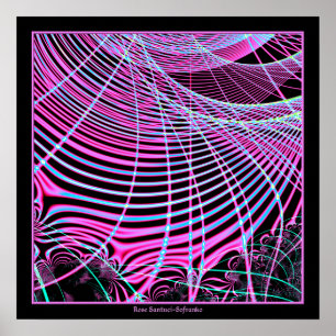 Pôster Fractal Web Neon Fluorescente