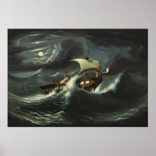 Poster Fragata jogado pela tempestade por câmaras de