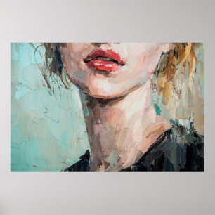 Poster Fragment of art painting. Portrait of a girl with 