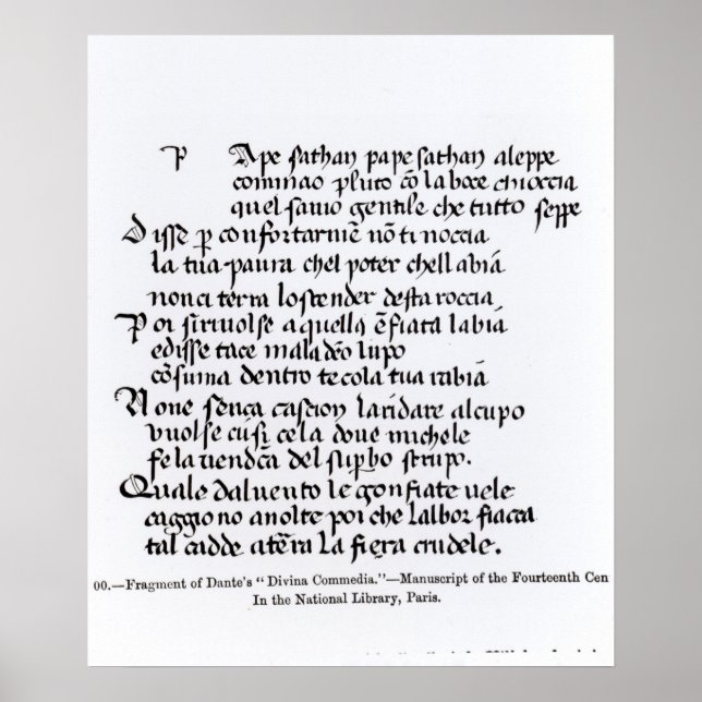 Pôster Fragmento da "Divina Commedia" de Dante (Frente)
