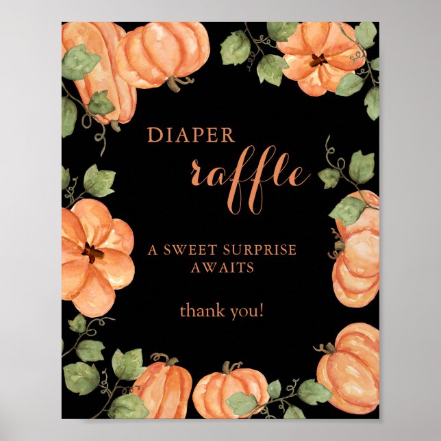 Poster Fralda de Abóbora de Abóbora Preta Chic - Raffle (Frente)