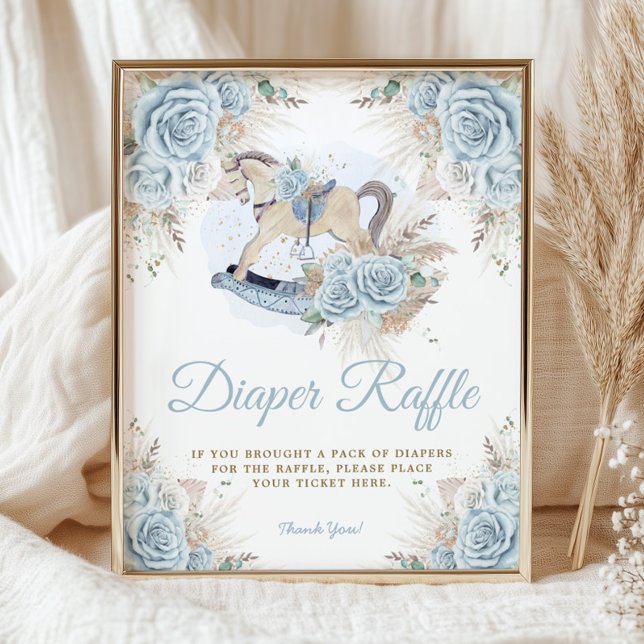 Poster Fralda de Cavalo Floral Floral Azul-Pampas (Criador carregado)