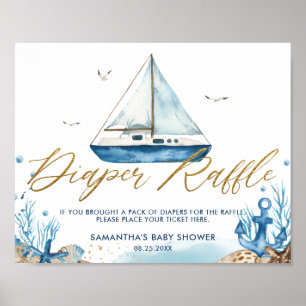 Poster Fralda de Chá de fraldas Dourada do Barco Náutic