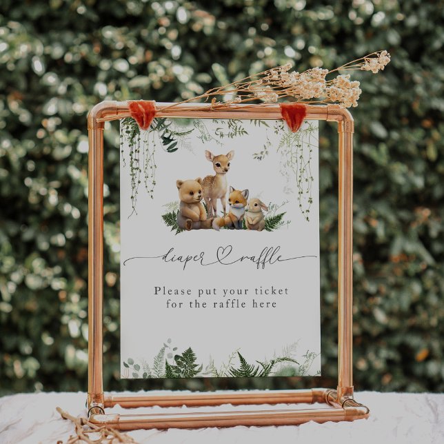 Poster Fralda de Chás de fraldas Neutros de Woodland Anim (Criador carregado)