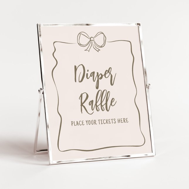 Poster Fralda de coquete Minimalista Raffle (Minimalist Coquette Baby Shower Diaper Raffle Sign)