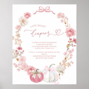 Poster Fralda de de Abóbora Branco e Rosa Pequeno