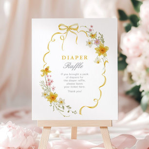 Poster Fralda de Flor Raffle Chá de fraldas Floral