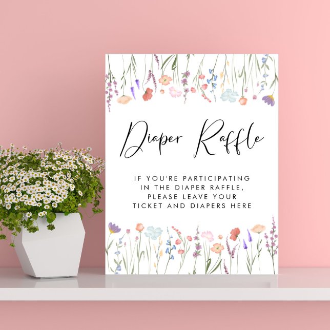 Poster Fralda de flor selvagem Raffle Chá de fraldas cain (Criador carregado)