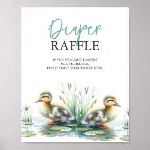 Poster Fralda Duque Chá de fraldas Raffle Azul