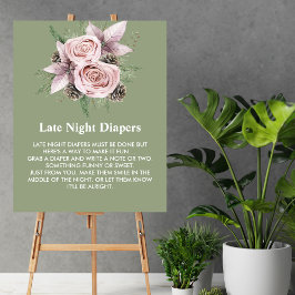 Poster Fralda noturna tardia bebê de inverno em floração