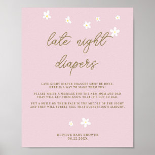 Poster Fralda Noturno Tarde Boho Daisies Rosa