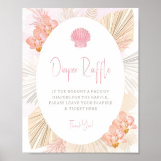 Poster Fralda Raffle Boho Baby Girl Chá de fraldas