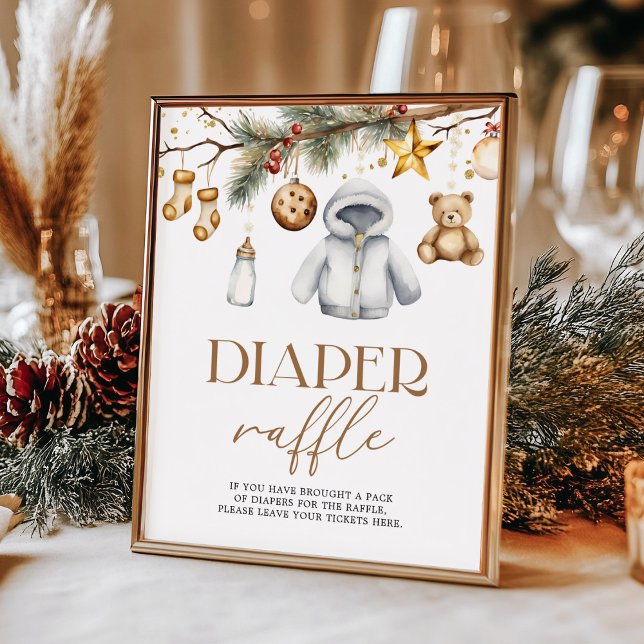Poster Fralda Raffle Boho Chá de fraldas de Natal (Criador carregado)