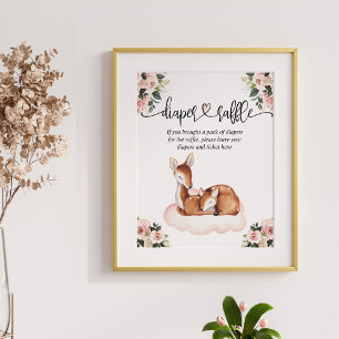 Poster Fralda Raffle Chá de fraldas Oh Deer