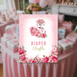 Poster Fralda Raffle Chá de fraldas Rosa Flamingo Balleri