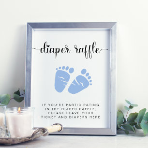 Poster Fralda Raffle Descendo Chá Blue Feet Baby Boy