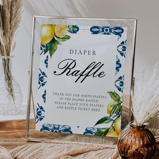 Poster Fralda Raffle Lemon Positano - Sinal Chá de fralda (Criador carregado)