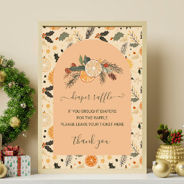 Poster Fralda Raffle Sinal  Citrus Winter Chá de fraldas