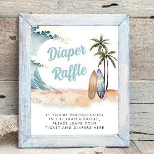 Poster Fralda Raffle Sinal de Chá de fraldas de Navegação