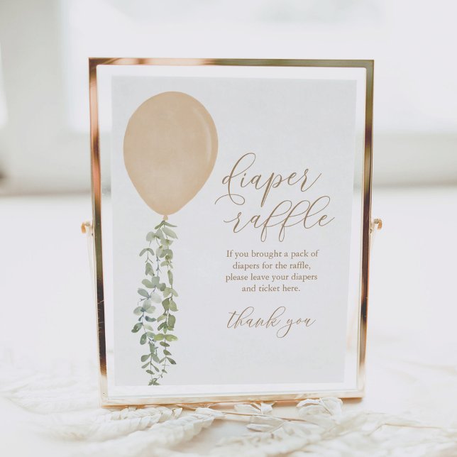 Poster Fralda Raffle - Sinal Dourado Chá de fraldas Balão (Criador carregado)