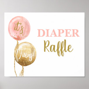 Poster Fralda Raffle, sinal rosa das gêmeas
