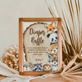Poster Fralda Raffle Slice Animal Chá de fraldas Sinal