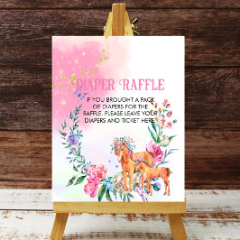 Poster Fralda Raffle Unicórdios E Borboletas Pastas Rosa