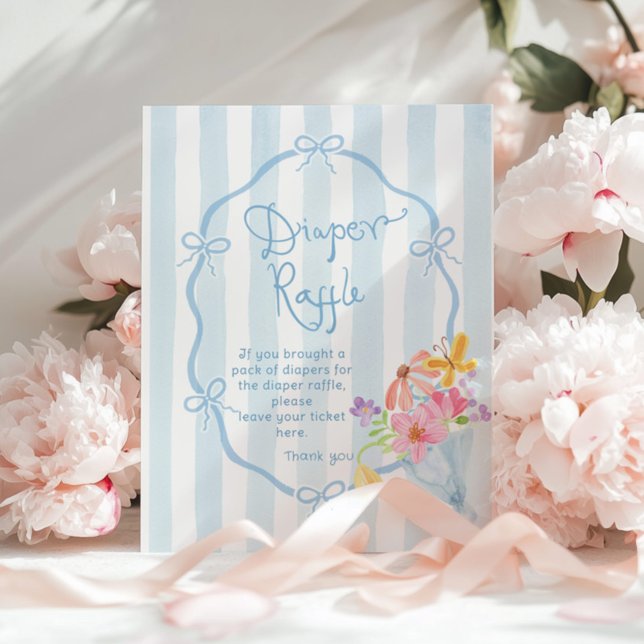 Poster Fralda rifa Chá de fraldas de tiras azuis (Criador carregado)