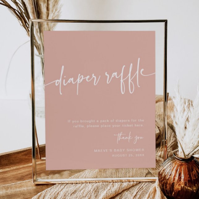 Poster Fralda Rosa Dusty Sinal Rapariga Mínima Moderna (Criador carregado)