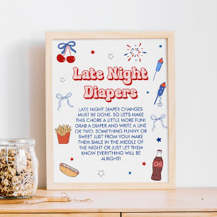Poster Fraldas American Girl para Chá de Bebê à Noite