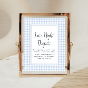 Poster Fraldas Noturnas Clássicas de Gingham Azul