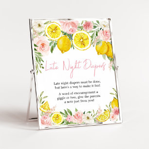 Poster Fraldas Noturnas com Limão Floral Rosa