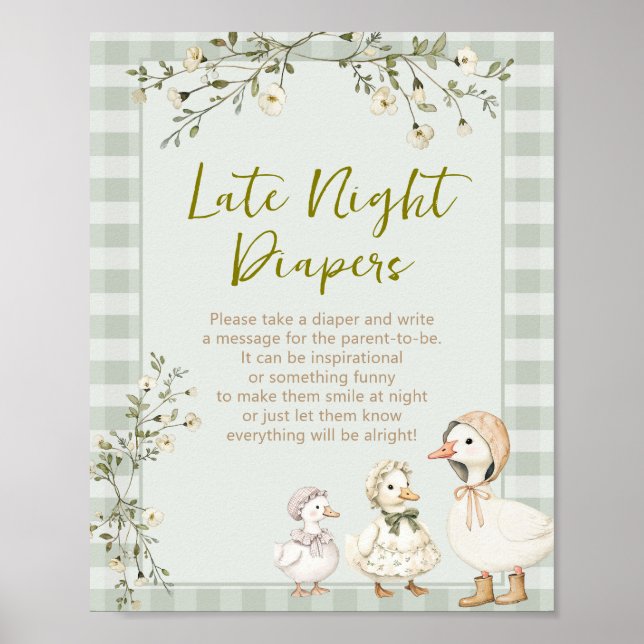 Poster Fraldas Noturnas da Mamãe Gansa e do Bebê Gansinho (Frente)
