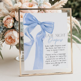 Poster Fraldas Noturnas de Chá de fraldas Azul Elegante