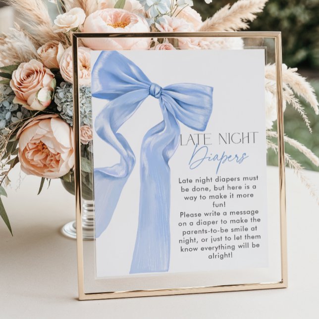 Poster Fraldas Noturnas de Chá de fraldas Azul Elegante (Criador carregado)