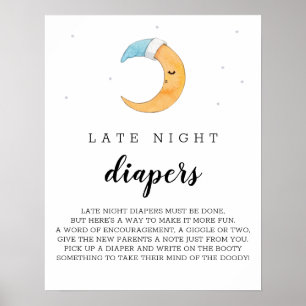 Poster Fraldas Noturnas Tardias Lua Mola Aquarela Fairyta