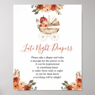 Poster Fraldas para a Noite Adiada do Chá de Bebê do Carr