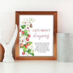 Poster Fraldas para Chá de Bebê da Morango à Noite