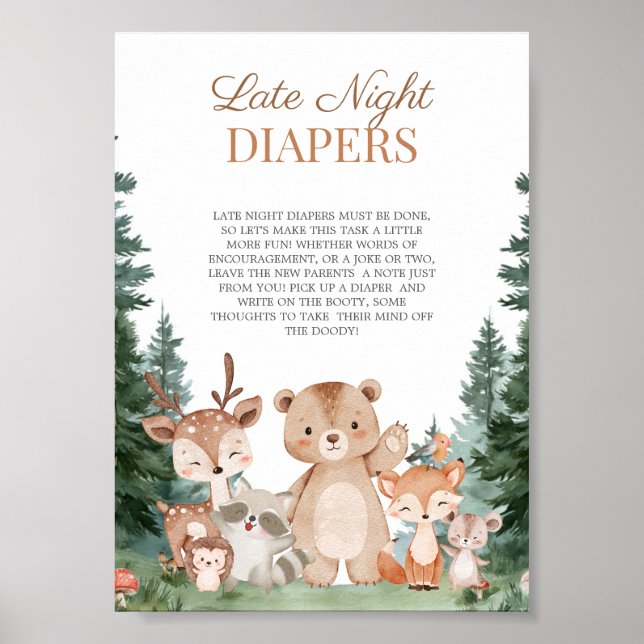 Poster Fraldas para Madrugada de Chás de Bebê 5x7 Boho Fl (Frente)