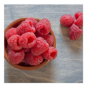 Pôster Framboesas frescas numa tigela