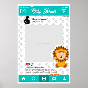 Poster Frame de Selfie Personalizado do chá de fraldas Le