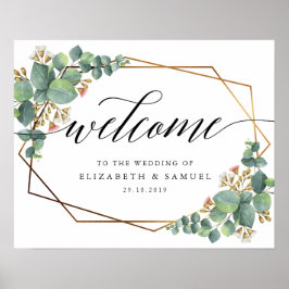 Poster Frame Dourado Eucalyptus Bem-vindo à placa de casa