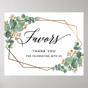 Poster Frame Dourado Eucalyptus Weding Favor sinal
