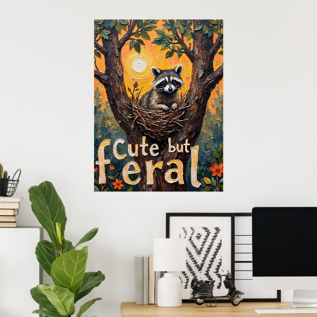 Poster Frame Feral: O Ponto de Cozinha de Raccoon (Escritório em casa)