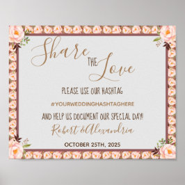 Poster Frame Floral Compartilha Casamento com o Amor das