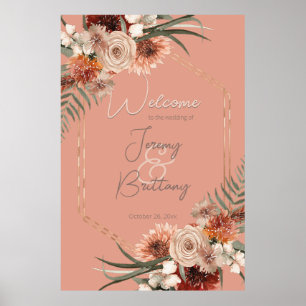 Poster Frame Floral de Pêssego Boho e Queda Neutra